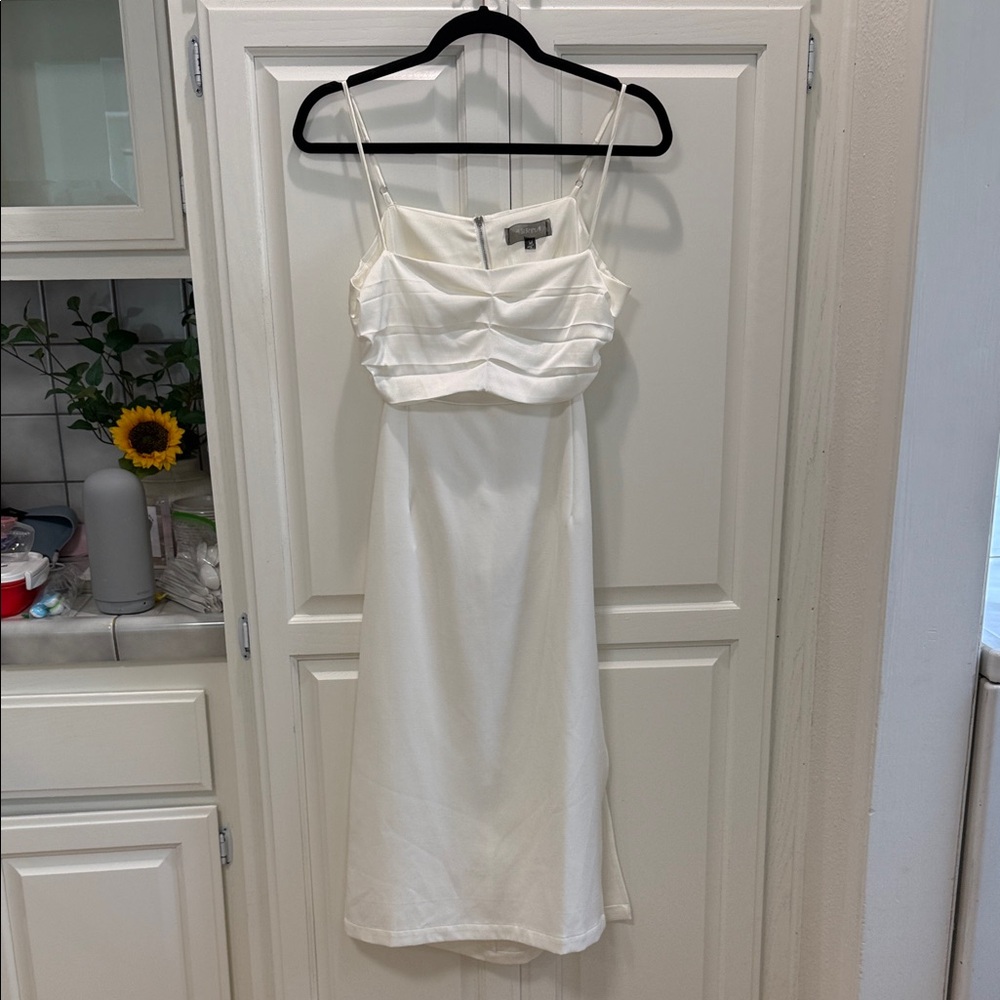 White Spaghetti-Strap Midi Dress